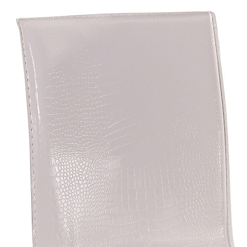 2x Steel Frame White Leatherette Medium High Backrest Dining Chairs with Wooden legs 3