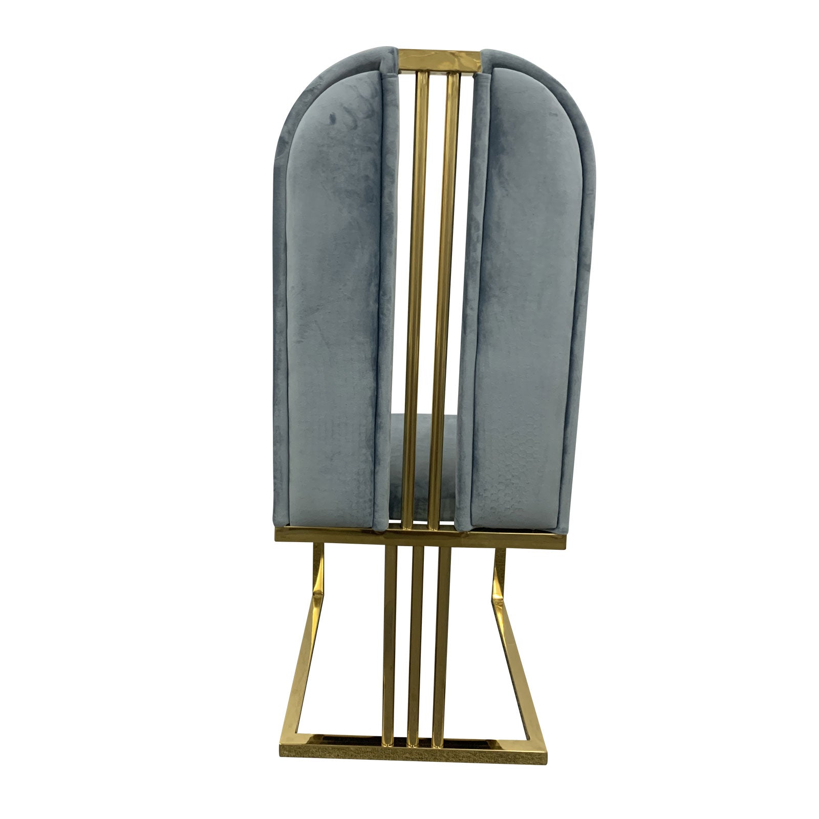 2X Dining Chair Stainless Gold Frame & Seat Blue Fabric 5