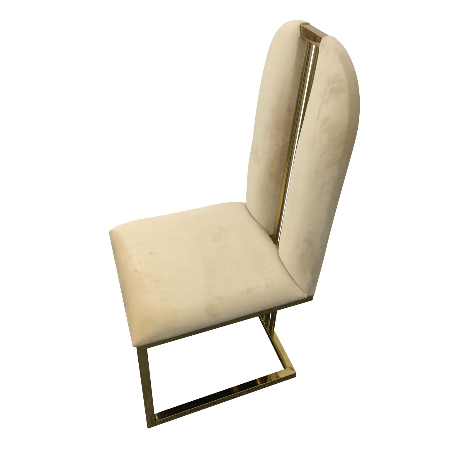 2X Dining Chair Stainless Gold Frame & Seat Beige Fabric 3