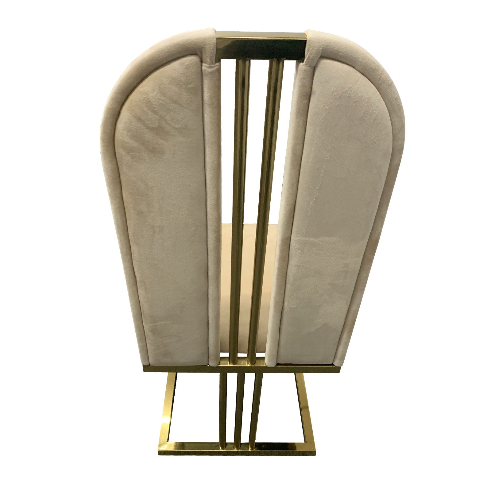 2X Dining Chair Stainless Gold Frame & Seat Beige Fabric 4
