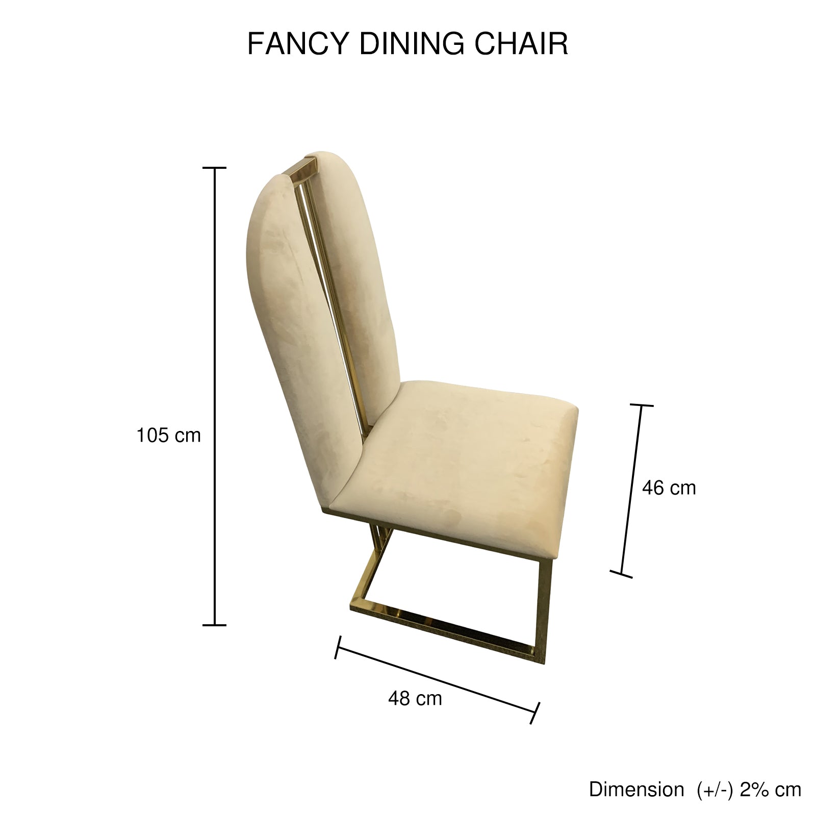 2X Dining Chair Stainless Gold Frame & Seat Beige Fabric 6
