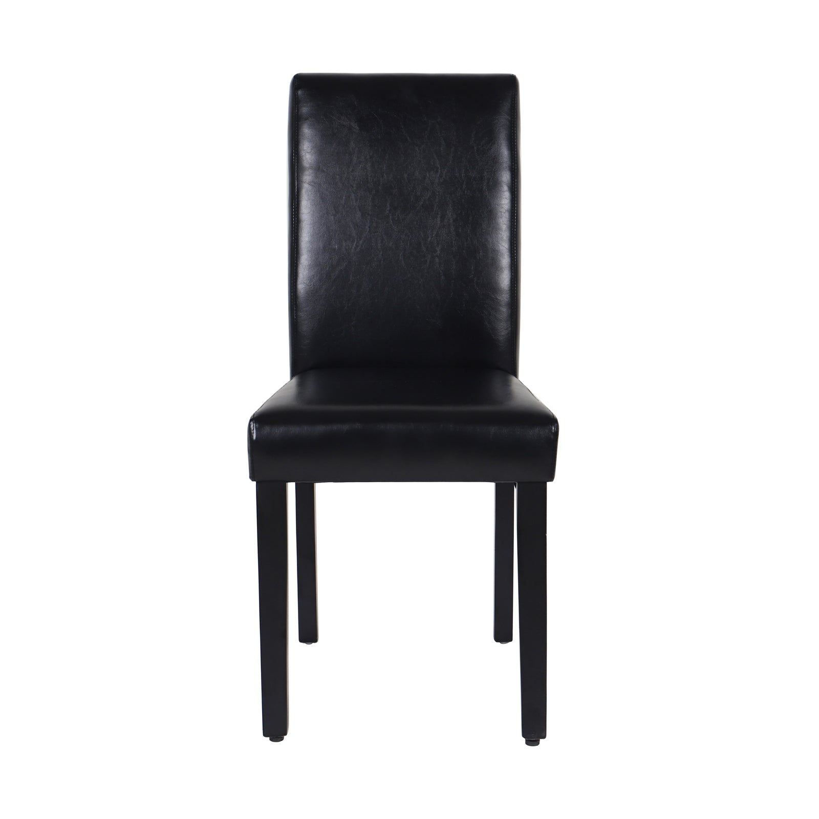 2x Wooden Frame Black Leatherette Dining Chairs with Solid Pine Legs 3