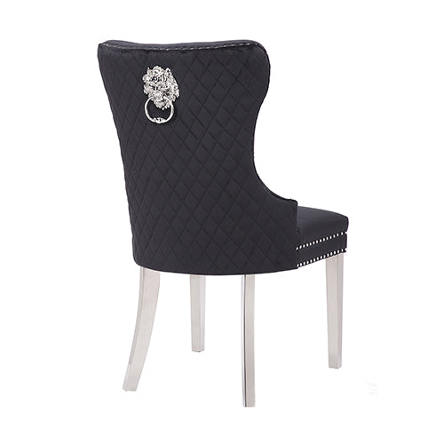 Victoria 2X Dining Chair Black Velvet & STAINLESS STEEL Legs 4