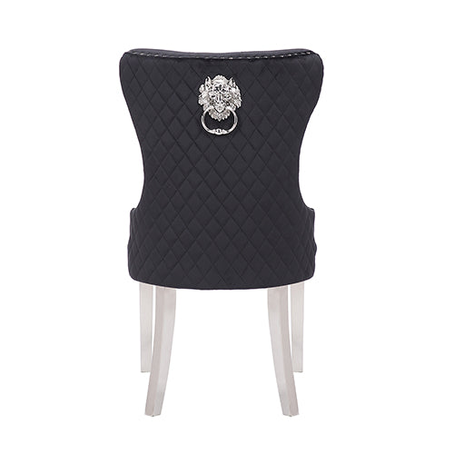Victoria 2X Dining Chair Black Velvet & STAINLESS STEEL Legs 5