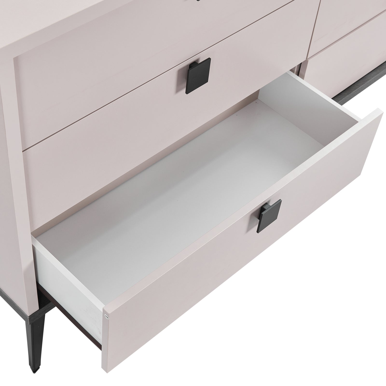 Dressing Chest With 6 Storage Drawers MDF Mirror Combination of Champagne and Black Colour 5