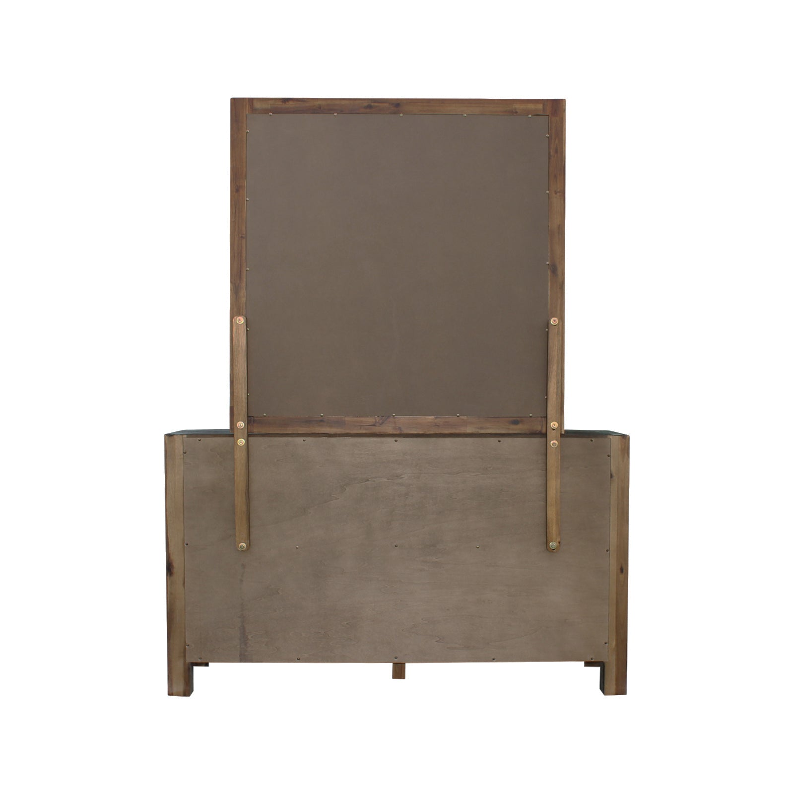 Dresser with 6 Storage Drawers in Solid Acacia & Veneer With Mirror in Chocolate Colour 4