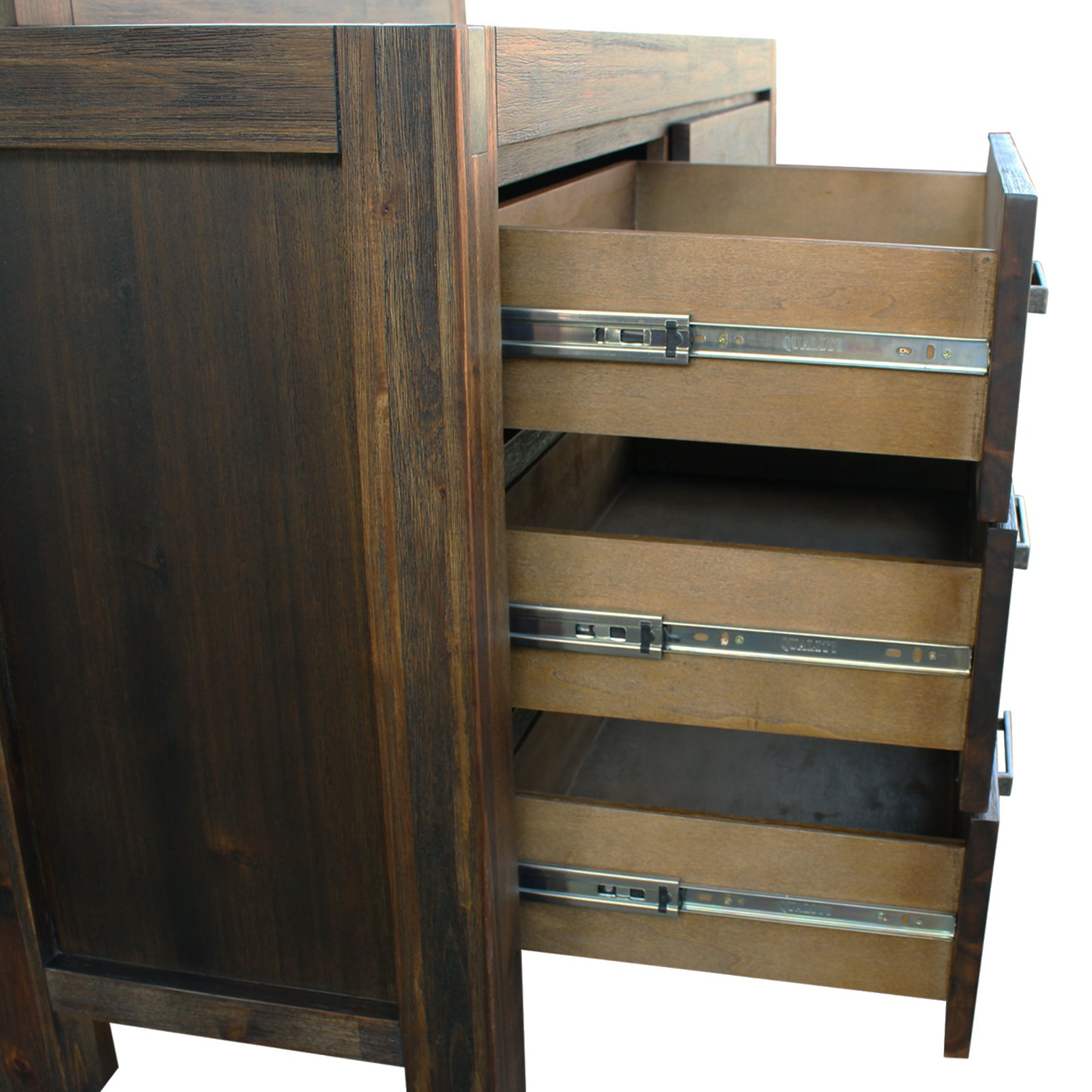 Dresser with 6 Storage Drawers in Solid Acacia & Veneer With Mirror in Chocolate Colour 5