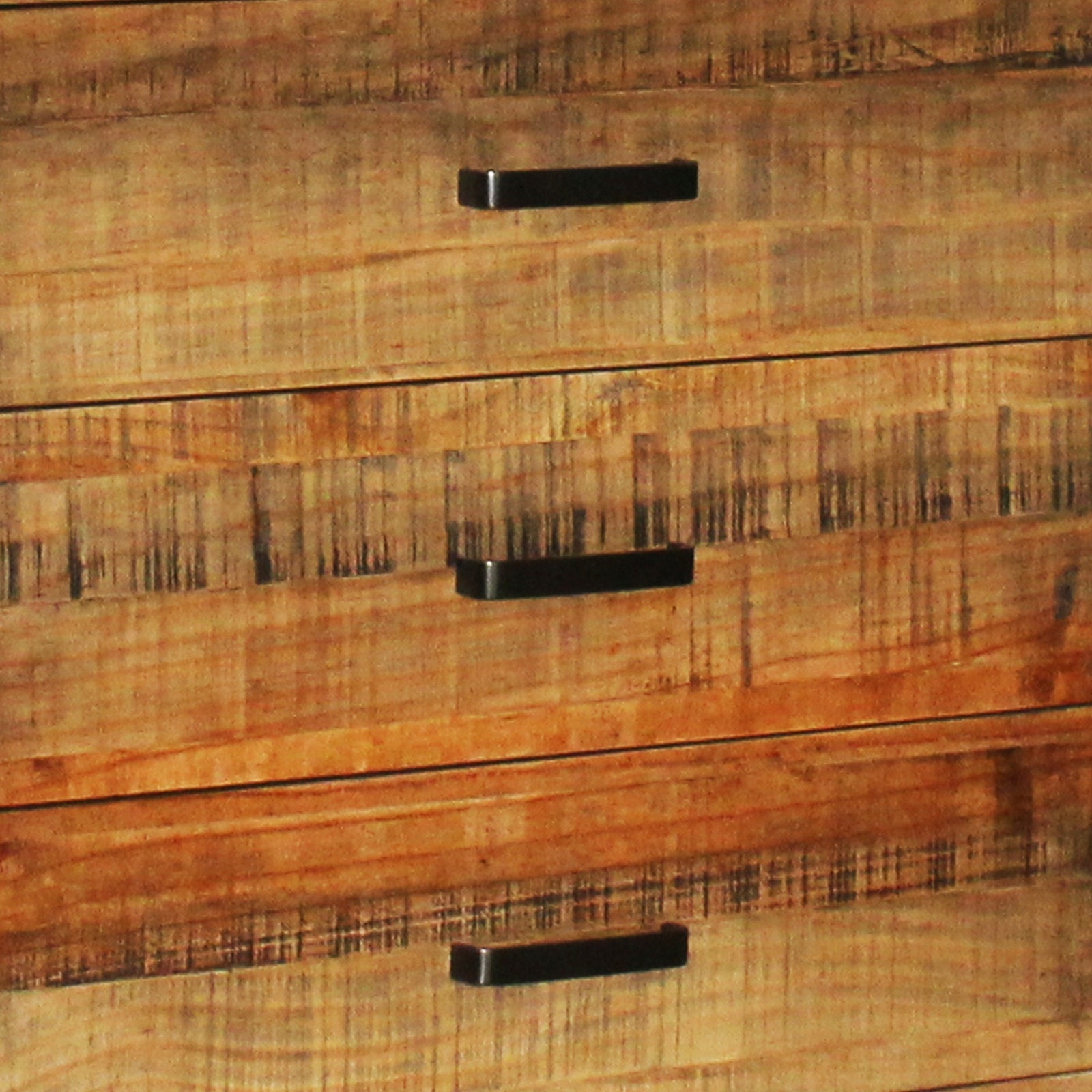 Dresser with 6 Storage Drawers in Solid Acacia With Mirror in Vintage Light Brown Colour 3