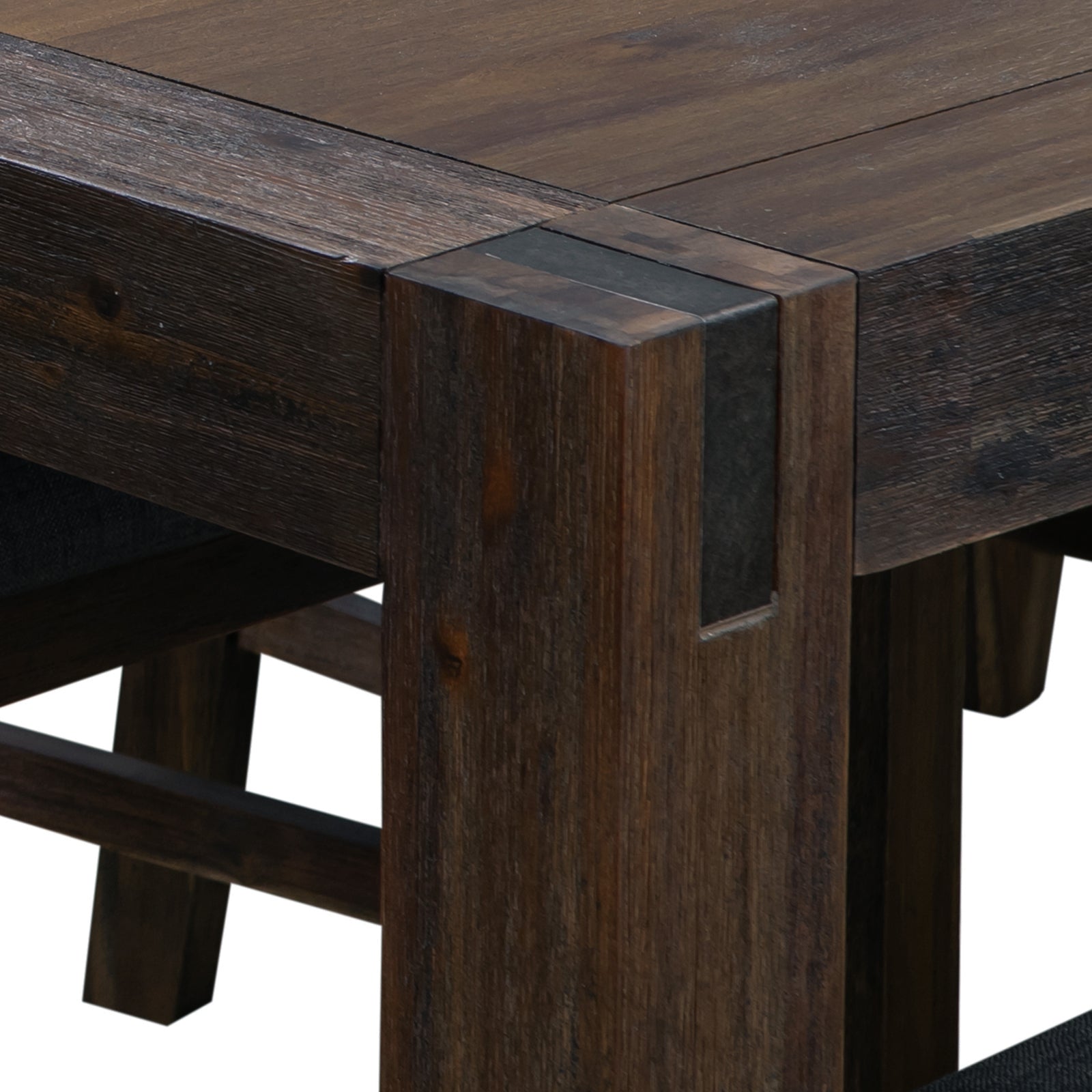 Dining Table 180cm Medium Size with Solid Acacia Wooden Base in Chocolate Colour 6