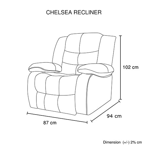 Chelsea 1R Seater Finest Leatherette Recliner Feature Console LED Light Ultra Cushioned 7