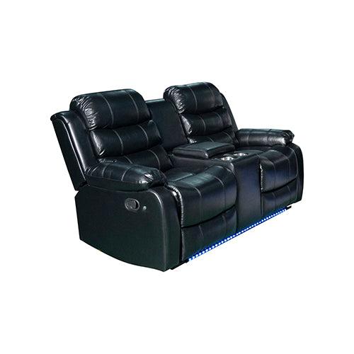 Chelsea 2R Seater Finest Leatherette Recliner Feature Console LED Light Ultra Cushioned 3