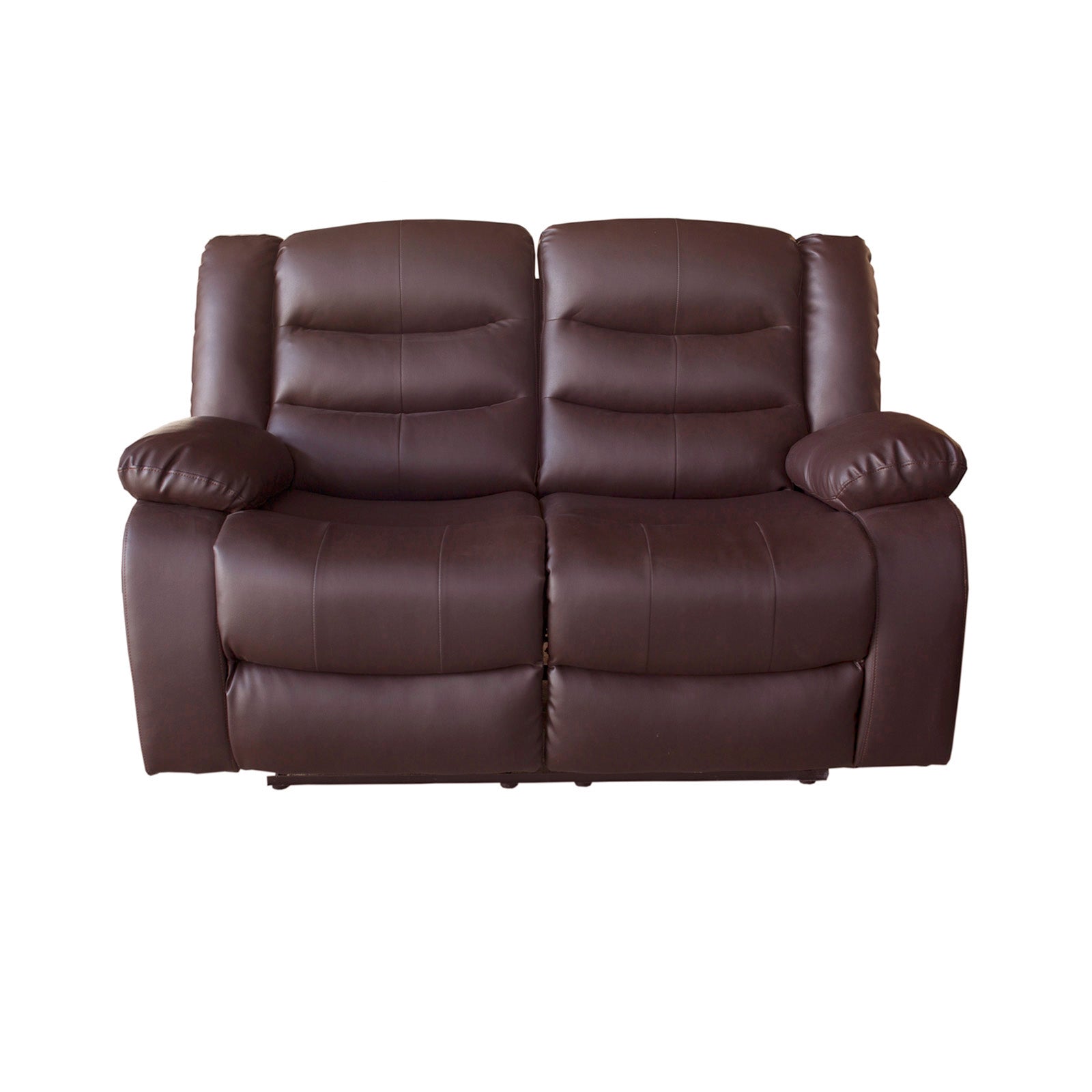 2 Seater Recliner Sofa In Faux Leather Lounge Couch in Brown 3