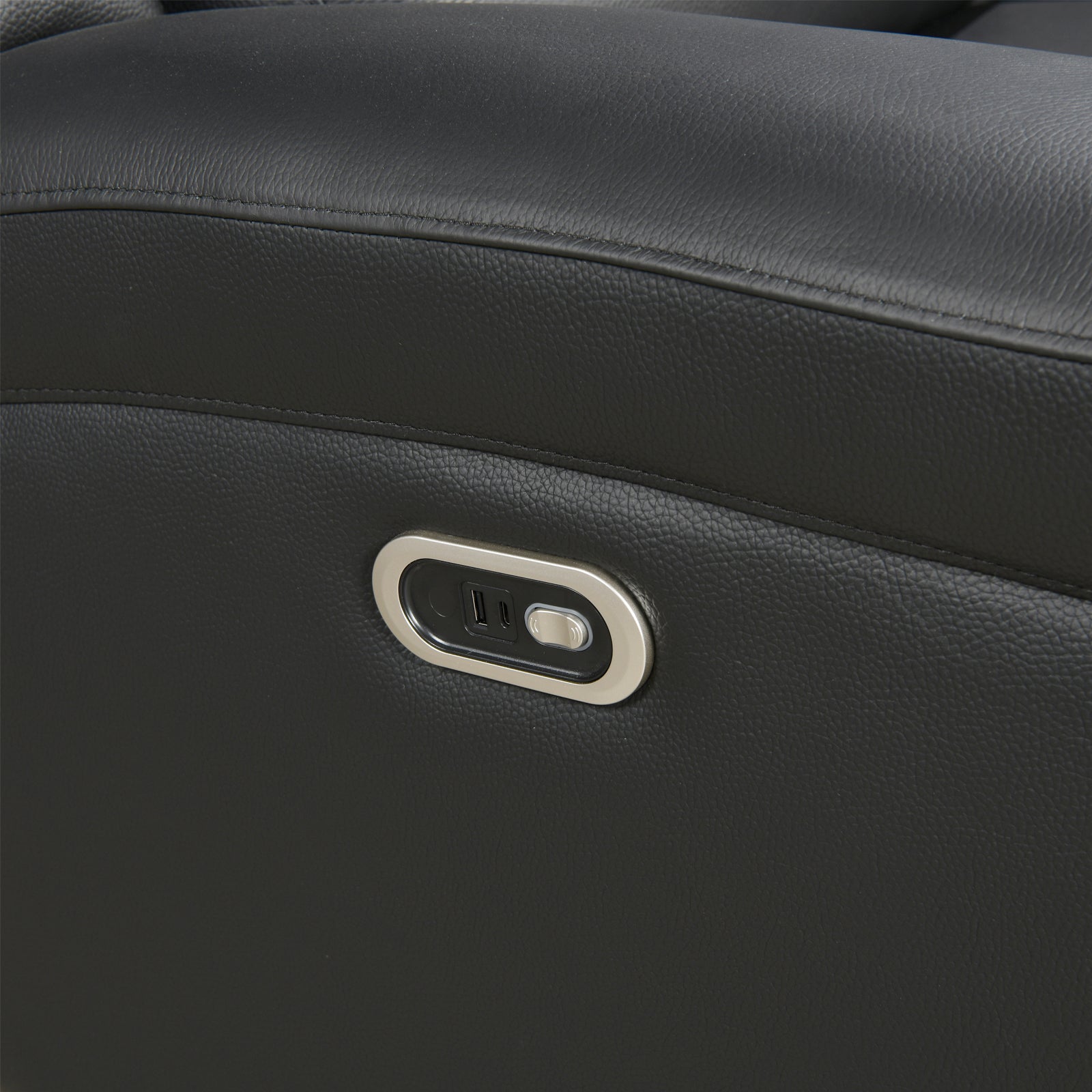 2 Seater Electric Leather/PVC Black Recliner 4