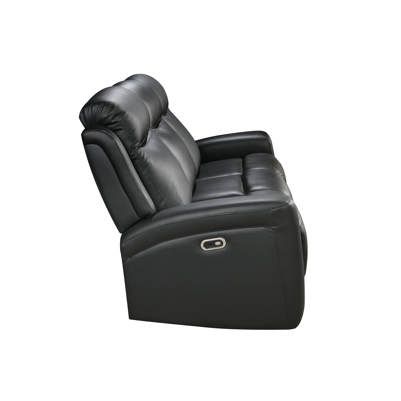 3 Seater Electric Leather/PVC Black Recliner 3