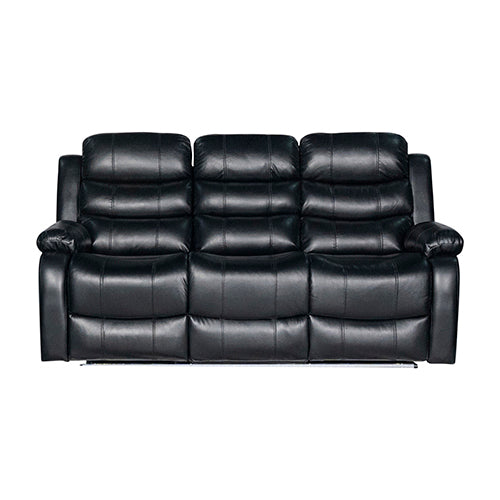 3-2 Seater Seater Finest Black Leatherette Recliner Feature Console LED Light Ultra Cushioned 3