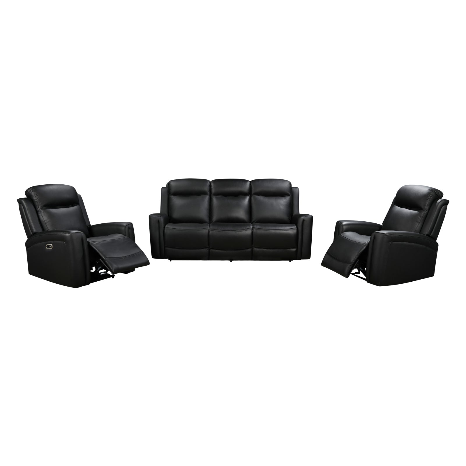 3-1-1 Seater Electric Leather/PVC Black Recliner Set