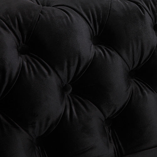 3+2 Seater Sofa Classic Button Tufted Lounge in Black Velvet Fabric with Metal Legs 4