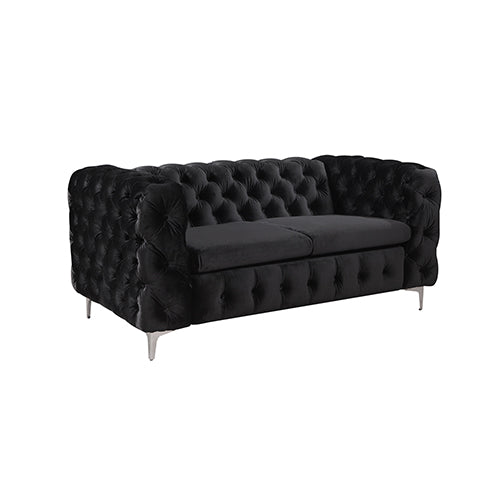 3+2+1 Seater Sofa Classic Button Tufted Lounge in Black Velvet Fabric with Metal Legs 3