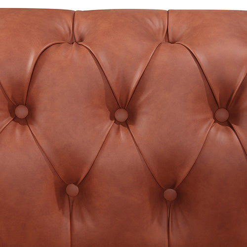 2 Seater 3 Seater Brown Sofa Lounge Set Button Tufted in Faux Leather 3