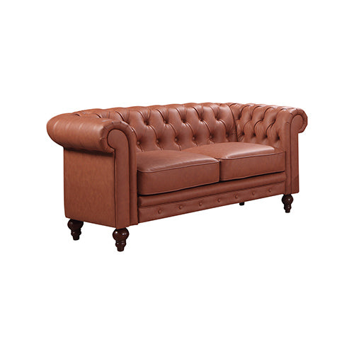 1 Seater 2 Seater 3 Seater Brown Sofa Lounge Set Button Tufted in Faux Leather 3