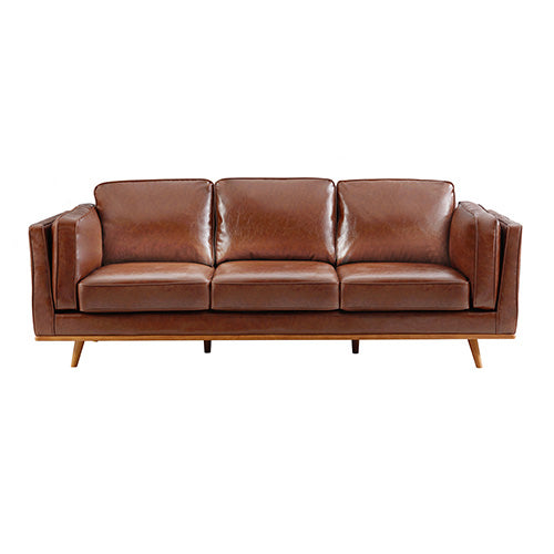 3+2+1 Seater Sofa Brown Leather Lounge Set for Living Room Couch with Wooden Frame 3