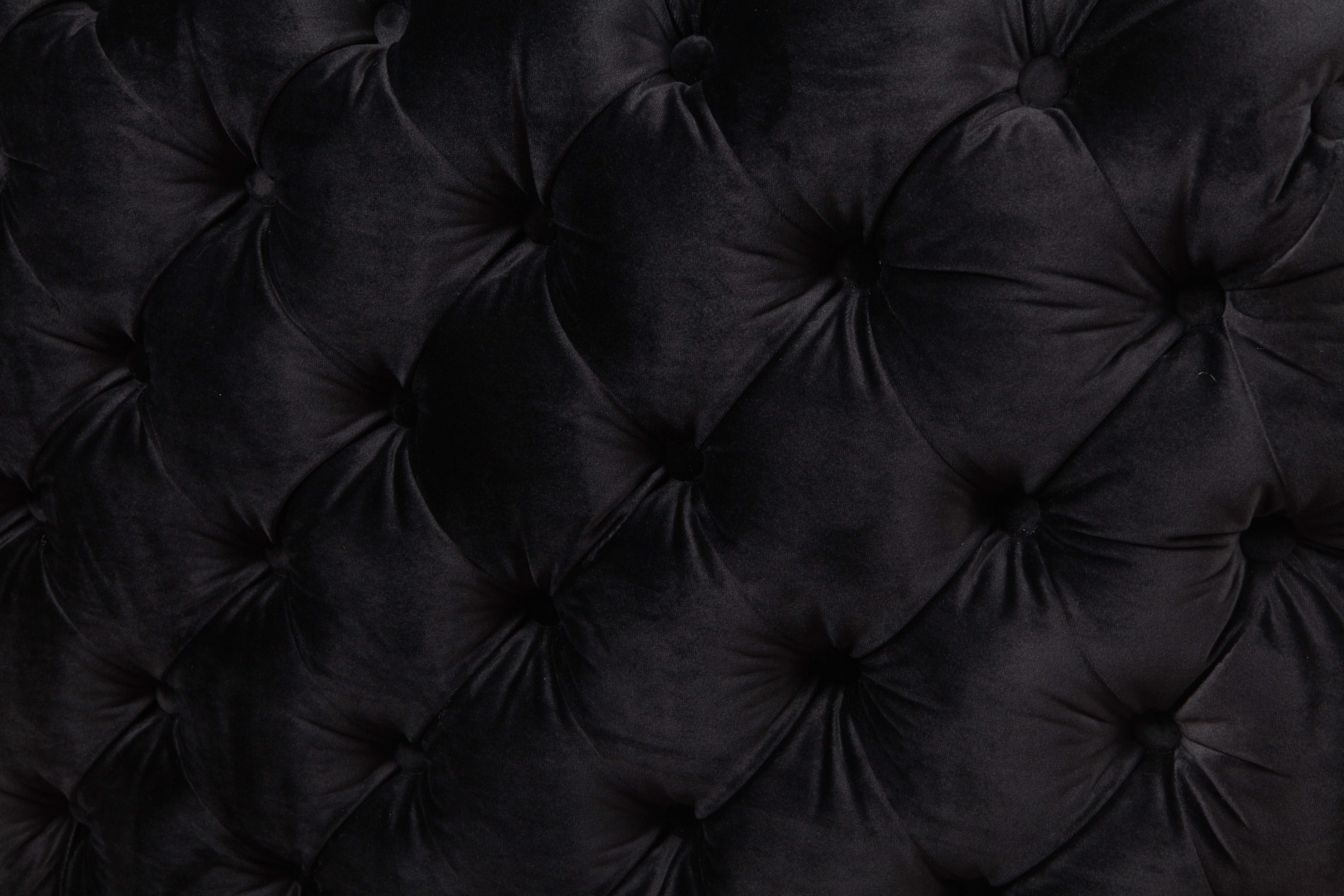 Single Seater Black Sofa Classic Armchair Button Tufted in Velvet Fabric with Metal Legs 5
