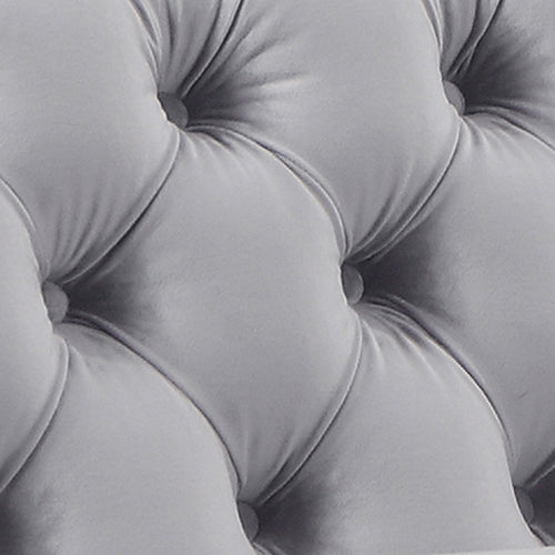 2 Seater Sofa Classic Button Tufted Lounge in Grey Velvet Fabric with Metal Legs 6