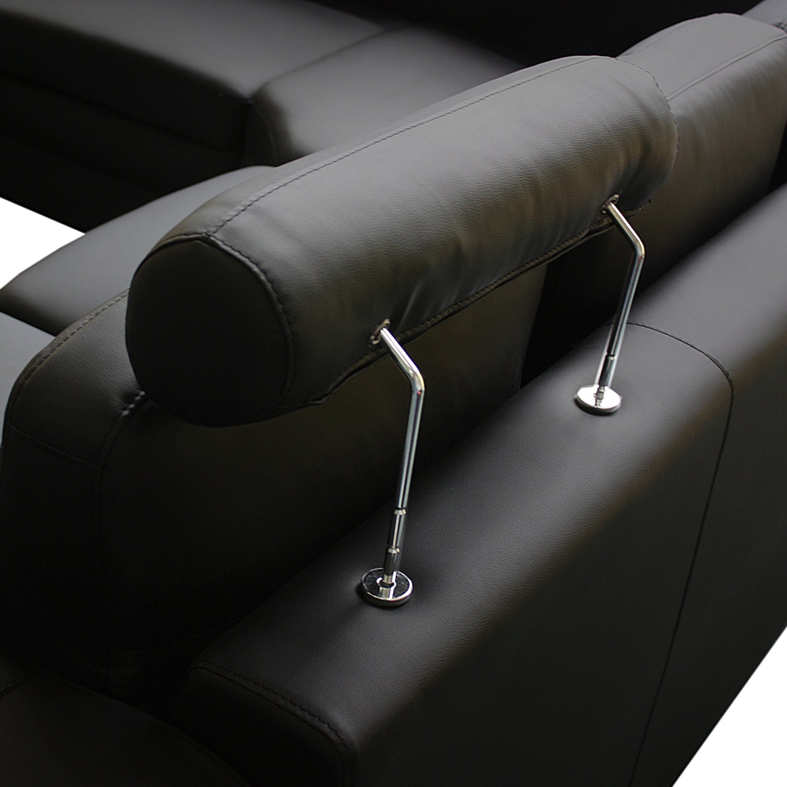 Lounge Set Luxurious 6 Seater Faux Leather Corner Sofa Living Room Couch in Black with 2x Ottomans 4