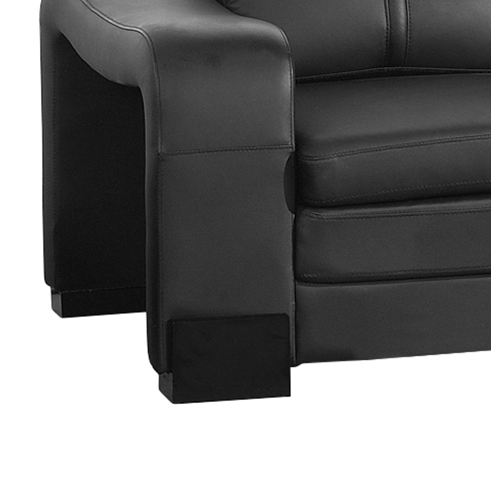 Lounge Set Luxurious 6 Seater Faux Leather Corner Sofa Living Room Couch in Black with 2x Ottomans 7
