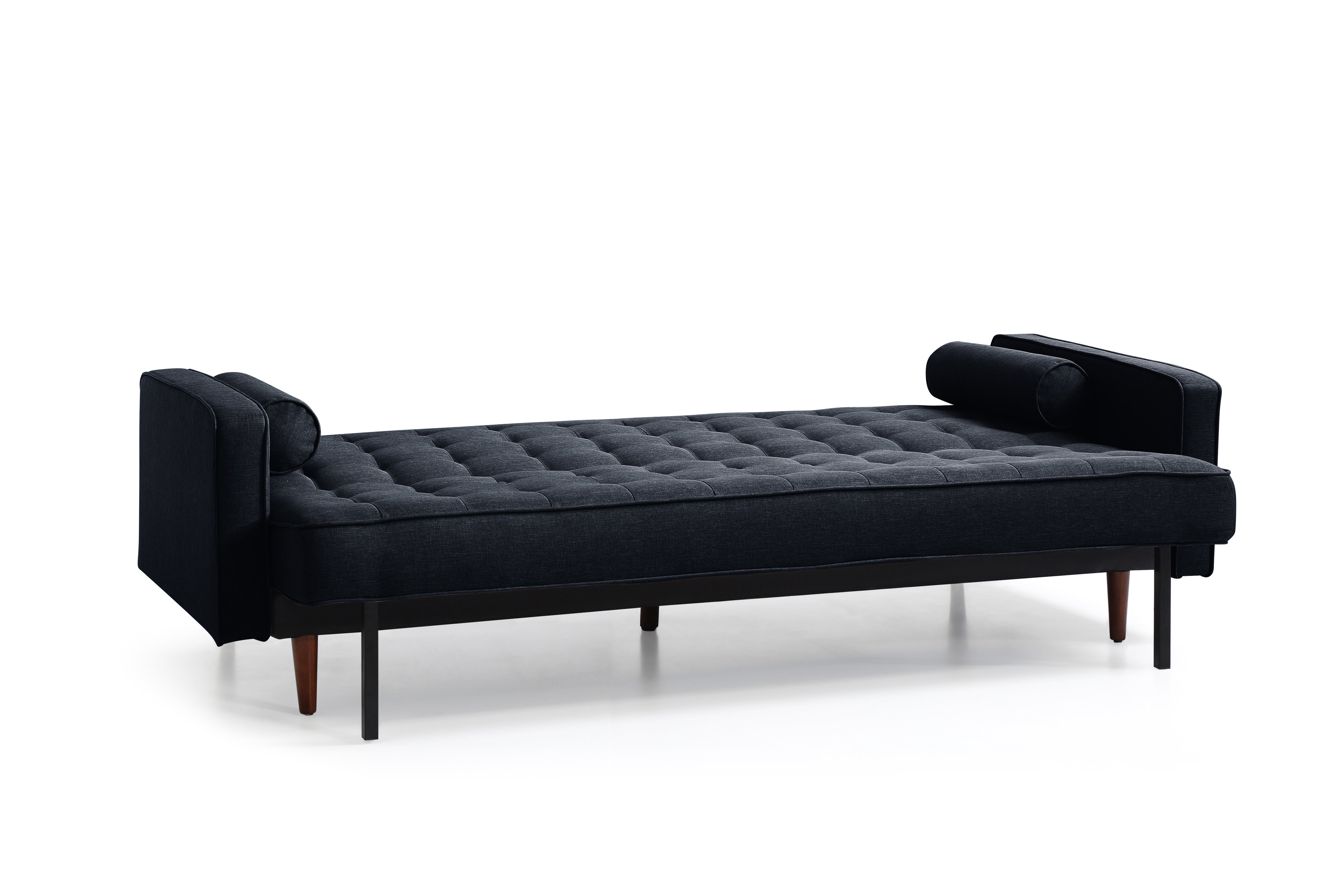 Sofa Bed 3 Seater Button Tufted Lounge Set for Living Room Couch in Velvet Black Colour 5