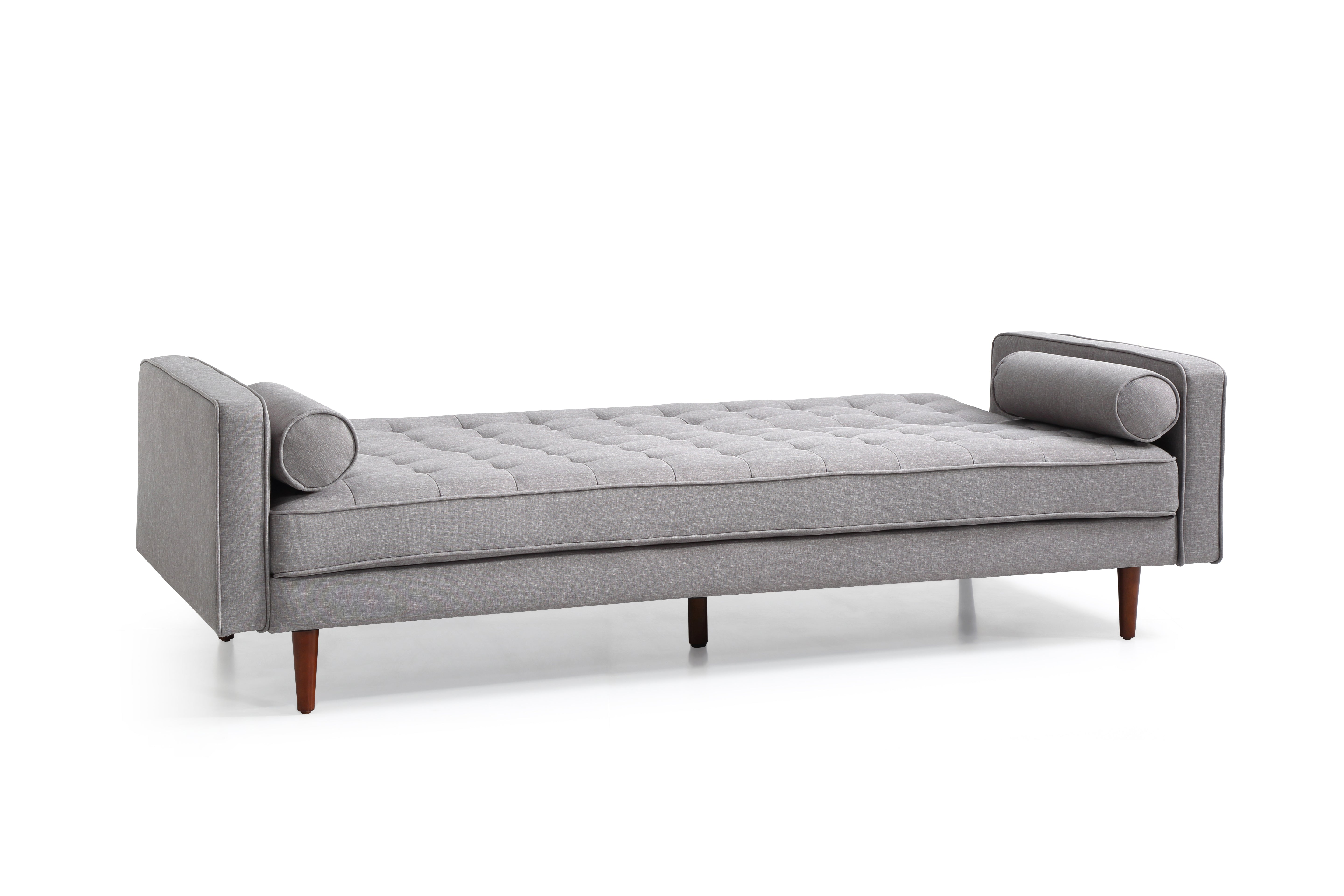 Sofa Bed 3 Seater Button Tufted Lounge Set for Living Room Couch in Fabric Grey Colour 3