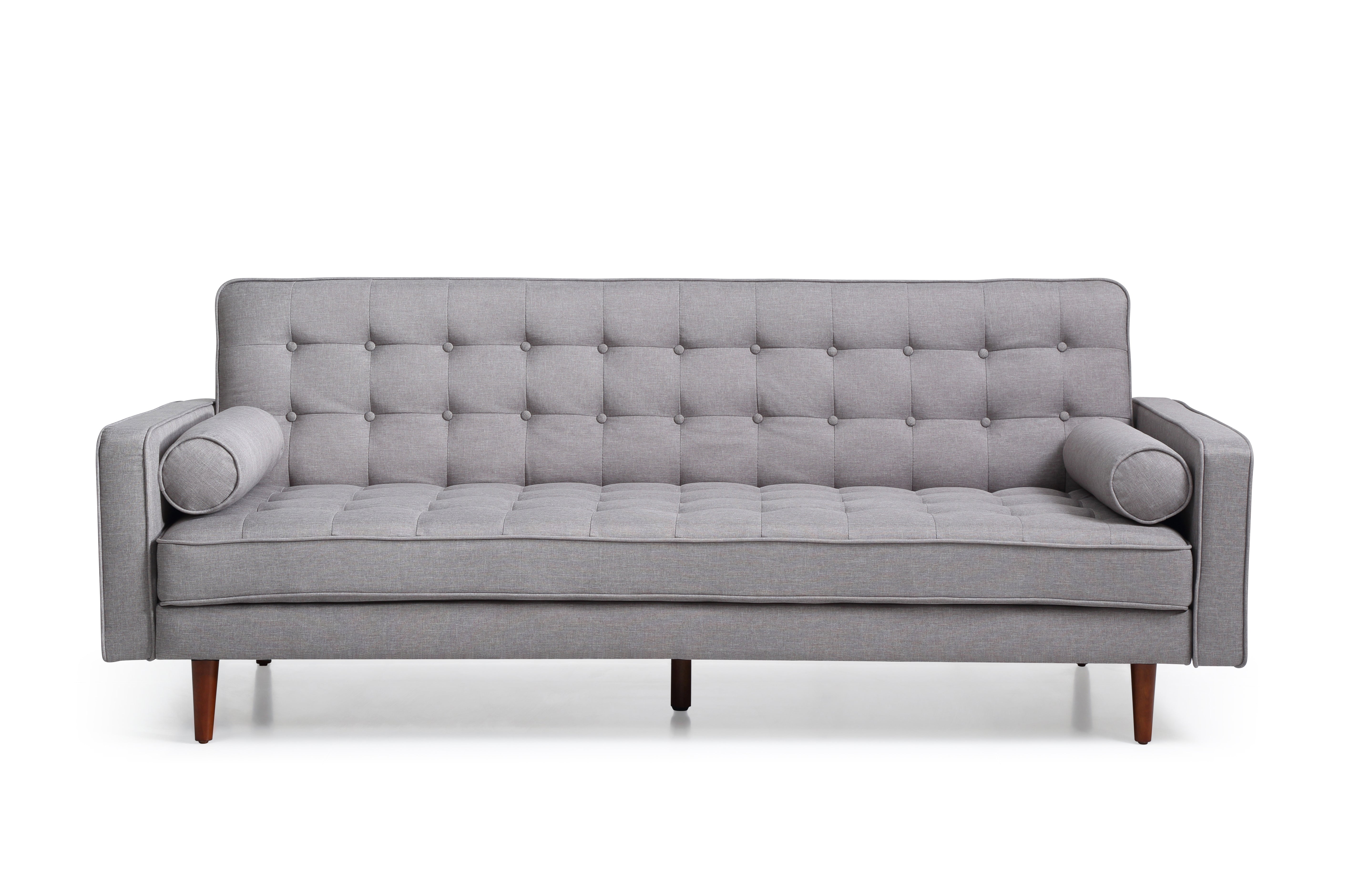 Sofa Bed 3 Seater Button Tufted Lounge Set for Living Room Couch in Fabric Grey Colour 5