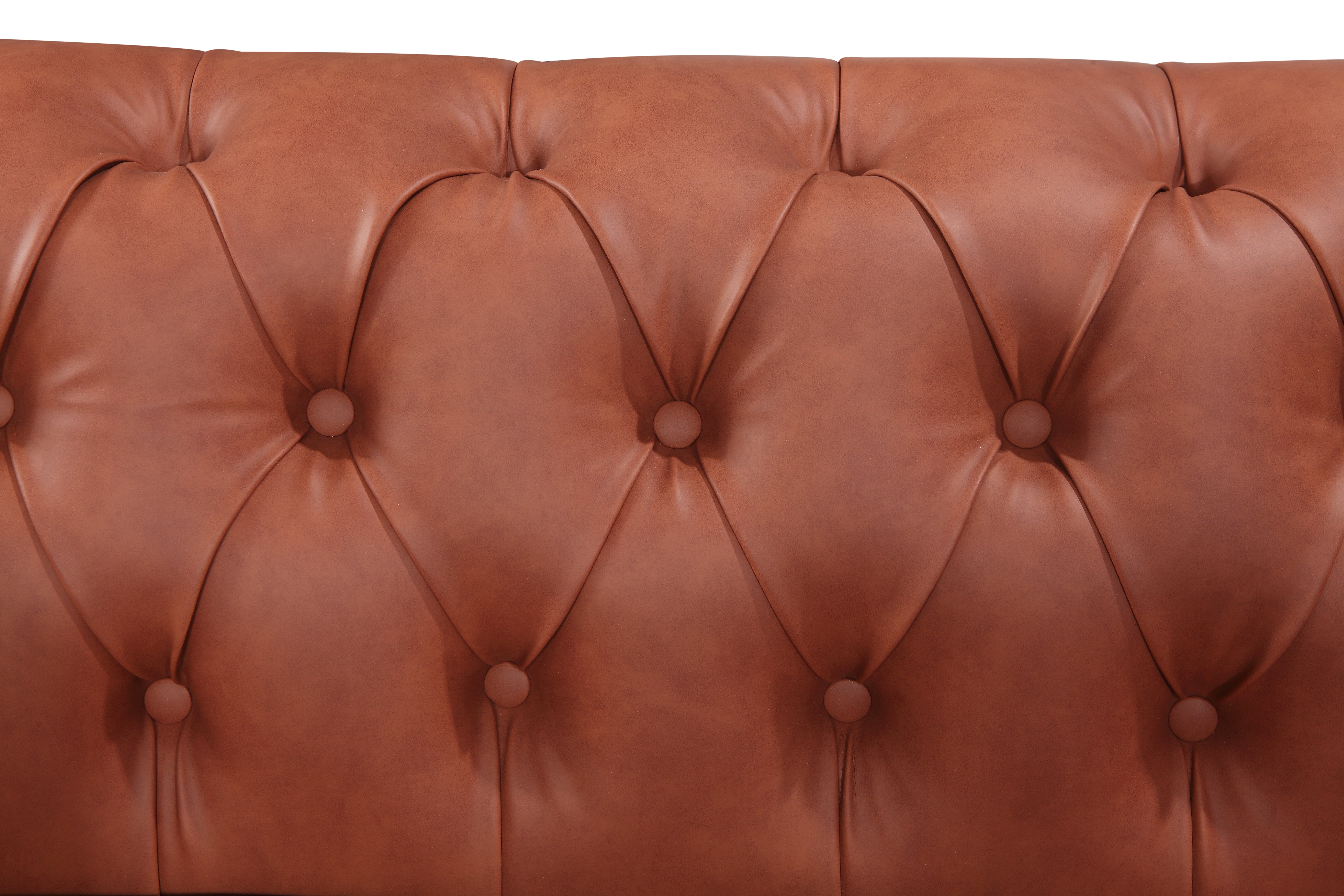 Single Seater Brown Sofa Lounge Button Tufted in Faux Leather 5
