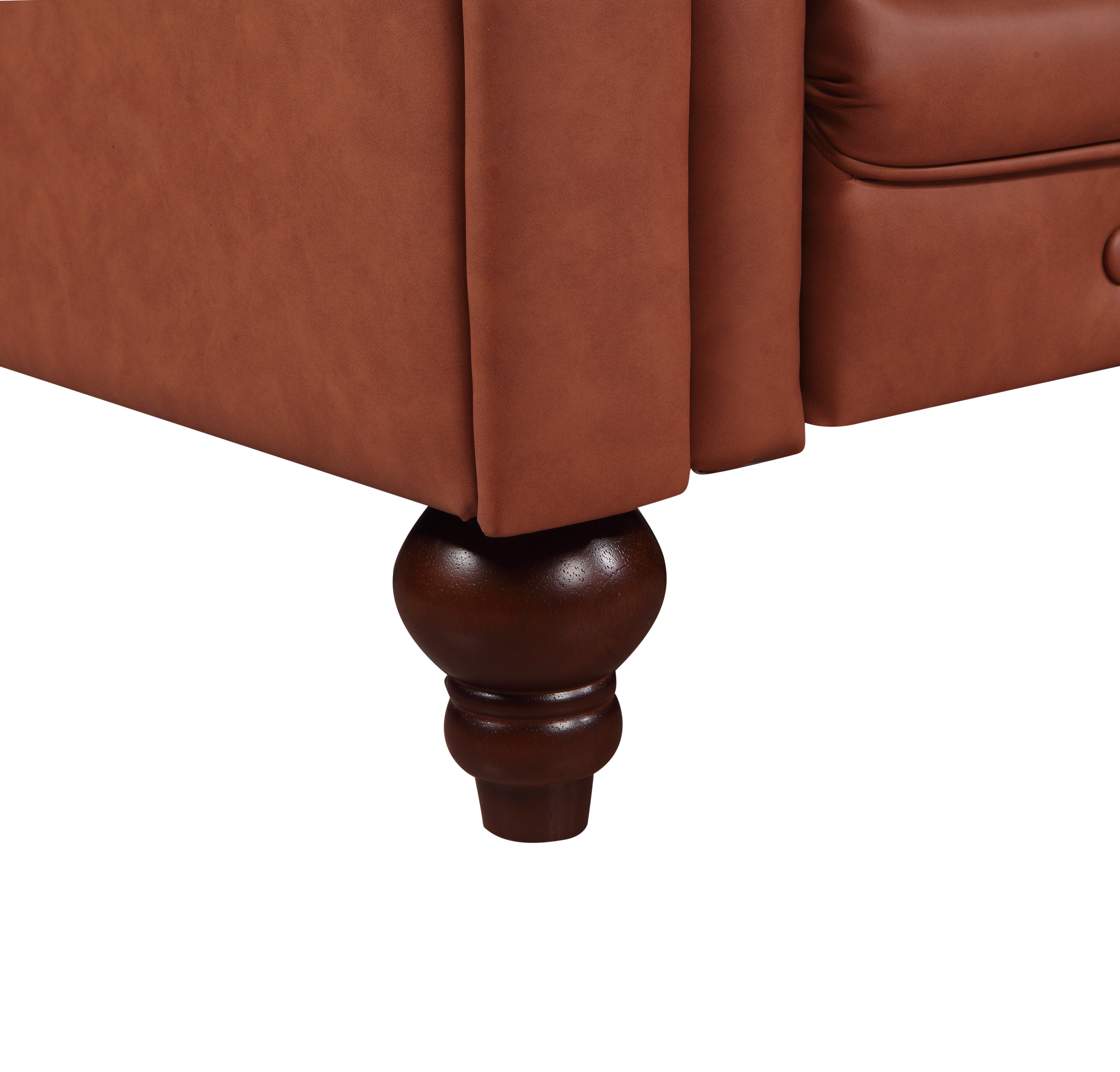 3 Seater Brown Sofa Lounge Button Tufted in Faux Leather 6