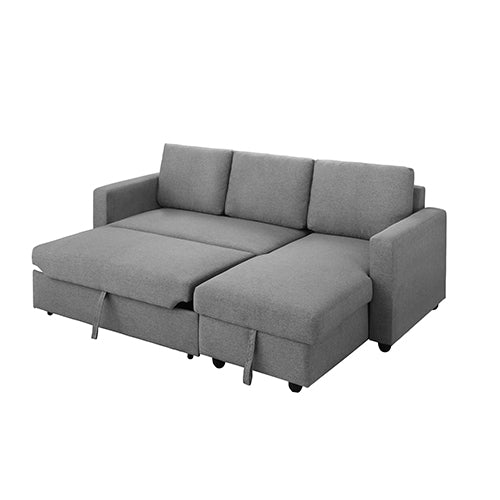 Murry 2 Seater Sofa Bed With Pull Out Storage Corner Lounge Set In Grey With Chaise 3