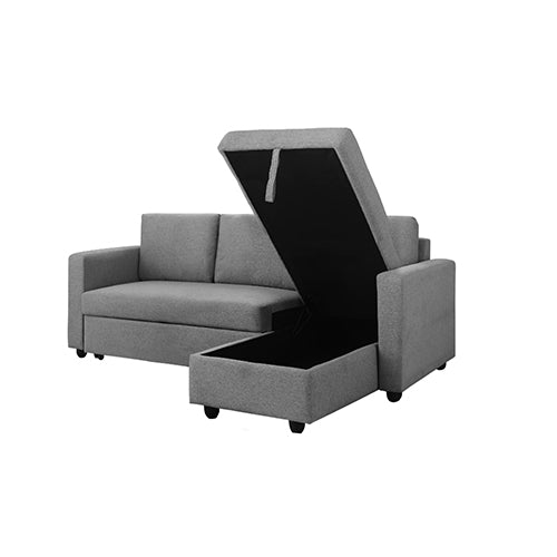 Murry 2 Seater Sofa Bed With Pull Out Storage Corner Lounge Set In Grey With Chaise 5