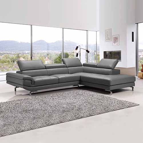 5 Seater Lounge Set Grey Colour Leatherette Corner Sofa for Living Room Couch with Chaise 7