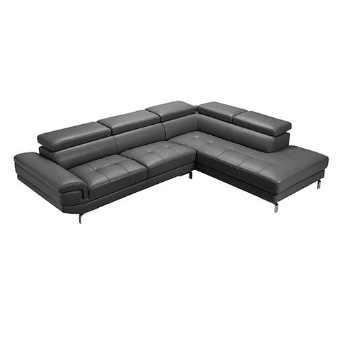5 Seater Lounge Set Grey Colour Leatherette Corner Sofa for Living Room Couch with Chaise 3