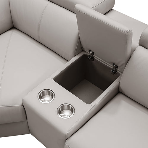 Washington Genuine Leather 6 Seater Corner Sofa With 2 Electric Recliners And Reversible Console 7