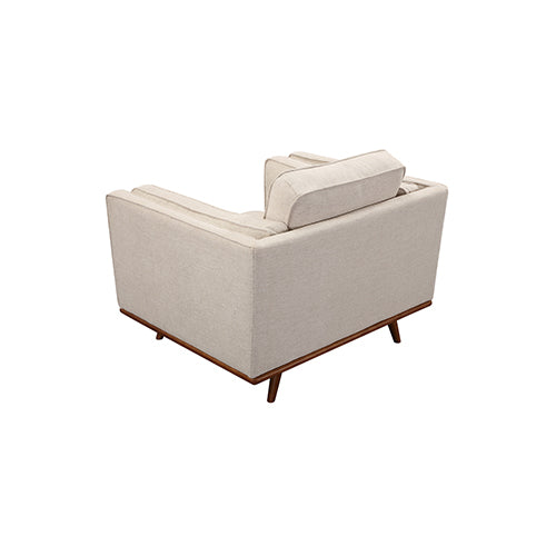 Single Seater Armchair Sofa Modern Lounge Accent Chair in Beige Fabric with Wooden Frame 5