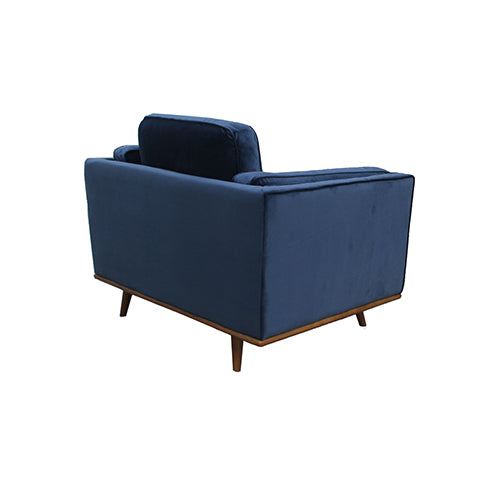 Single Seater Armchair Sofa Modern Lounge Accent Chair in Soft Blue Velvet with Wooden Frame 4