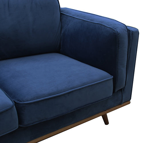 3 Seater Sofa Soft Blue in Soft Blue Velvet Fabric Lounge Set for Living Room Couch with Wooden Frame 3