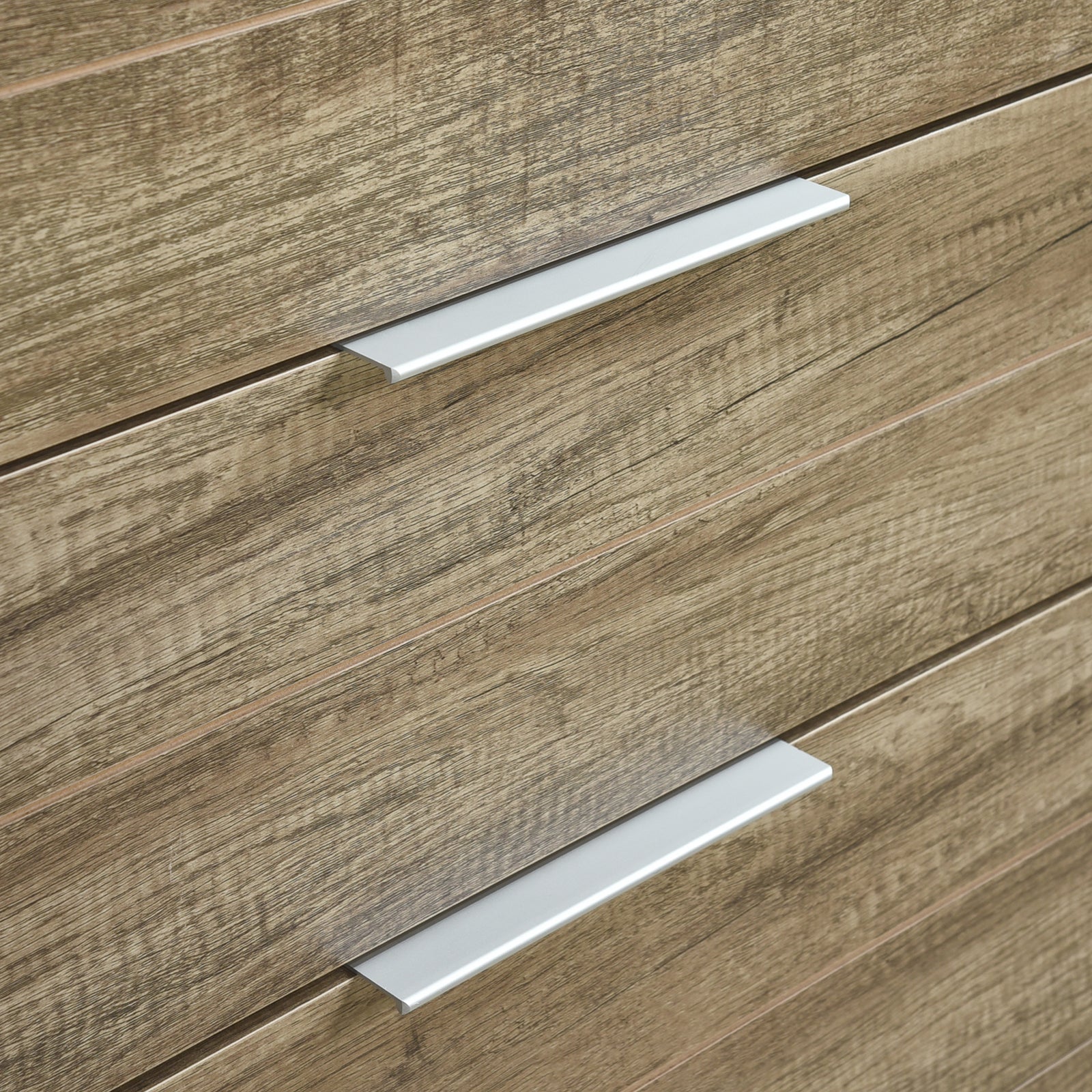 Tallboy with 5 Storage Drawers Natural Wood like MDF in Oak Colour 4