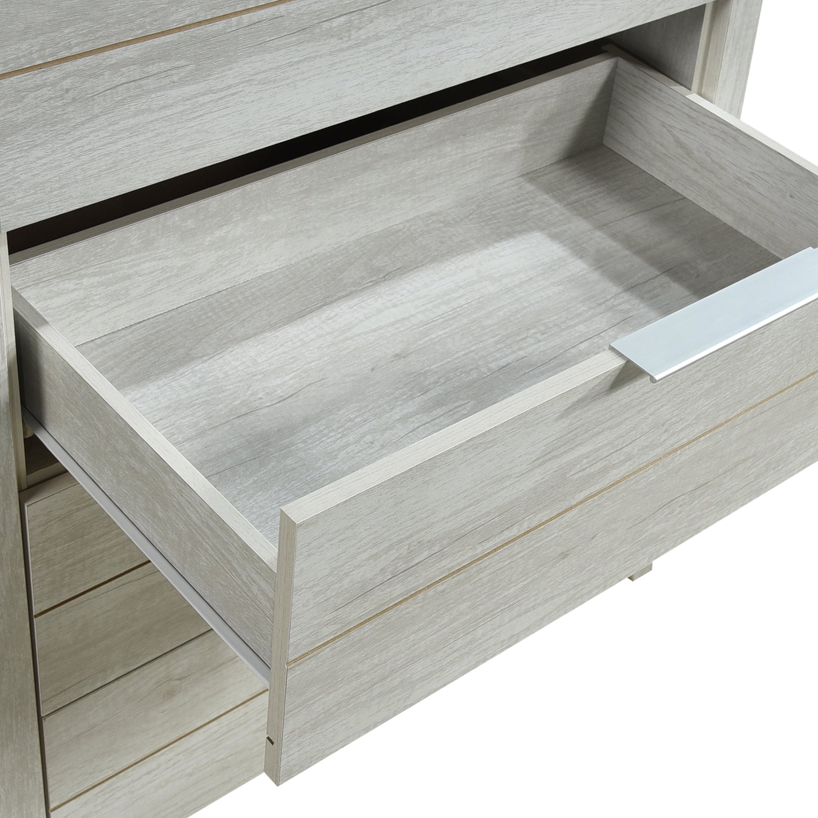 Tallboy with 5 Storage Drawers Natural Wood like MDF in White Ash Colour 4