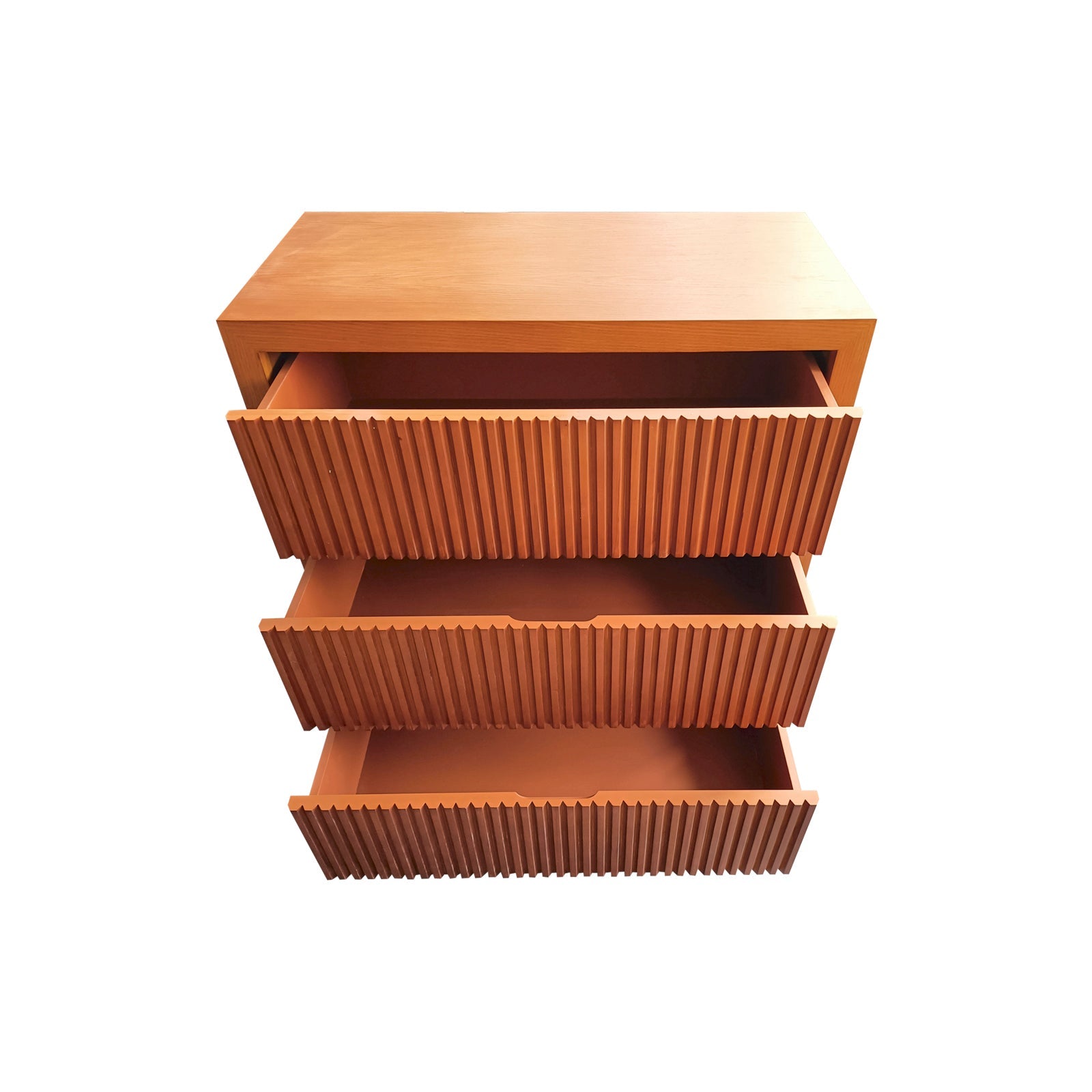 Tallboy MDF Brown Colour Waveform Design Three Drawers 3