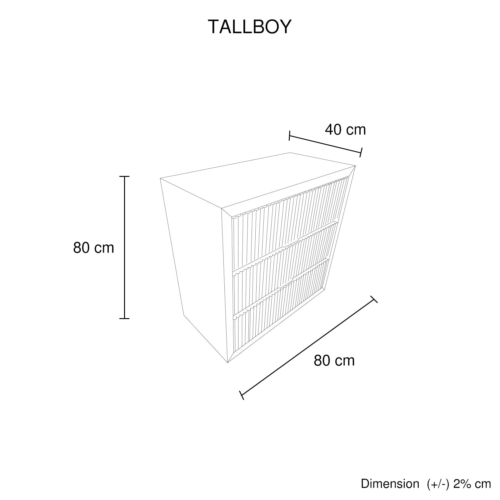 Tallboy MDF Brown Colour Waveform Design Three Drawers 5