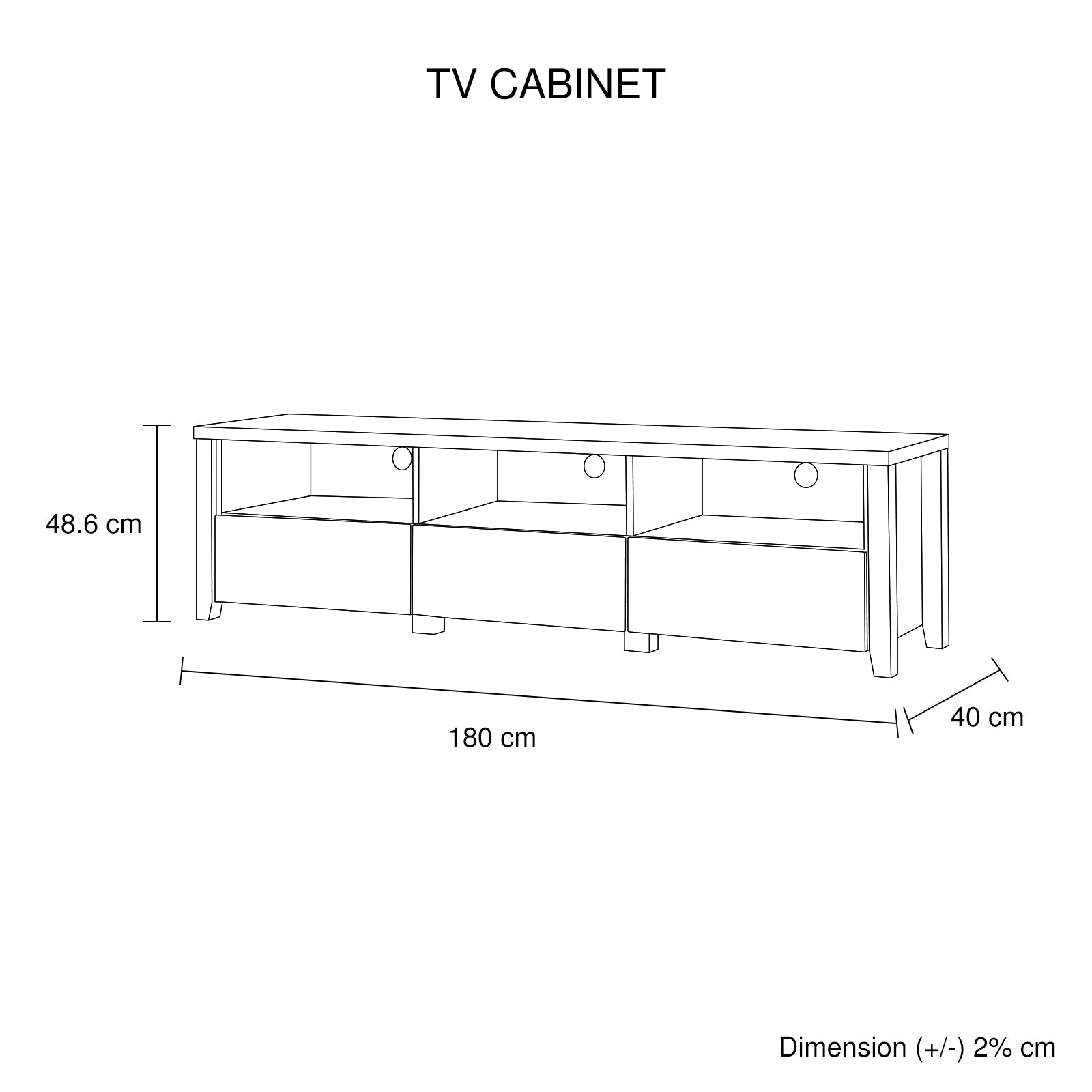 TV Cabinet 3 Storage Drawers with Shelf Natural Wood like MDF Entertainment Unit in Oak Colour 7