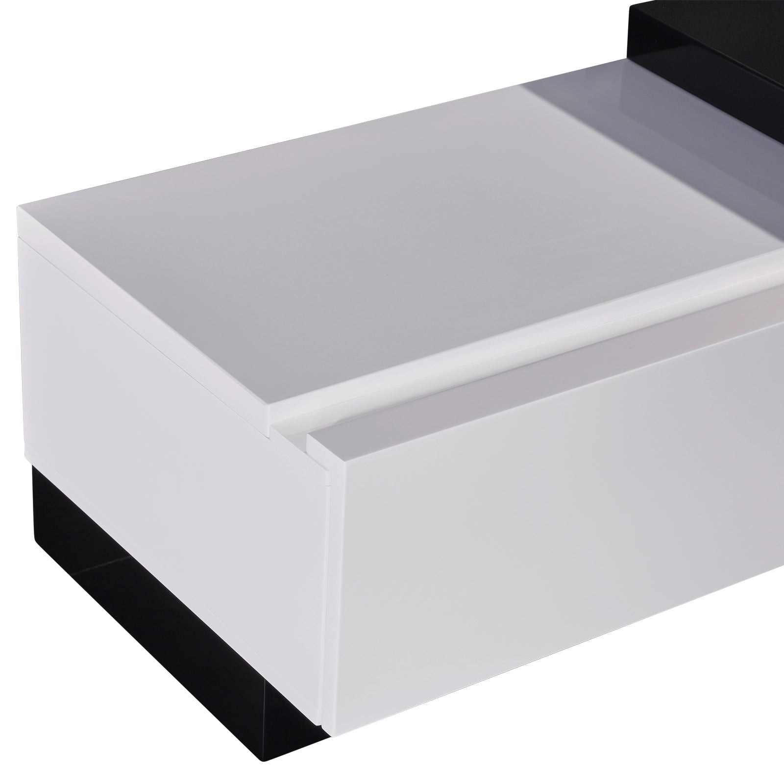 TV Cabinet with 2 Storage Drawers With High Glossy Assembled Entertainment Unit in Black & White colour 4