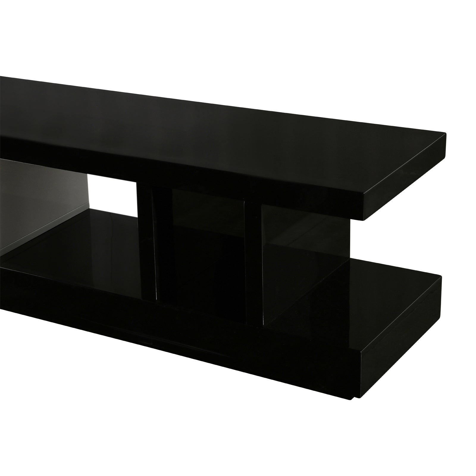 TV Cabinet with 2 Storage Drawers With High Glossy Assembled Entertainment Unit in Black & White colour 5