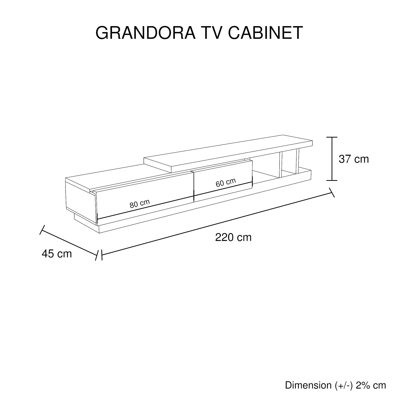 TV Cabinet with 2 Storage Drawers With High Glossy Assembled Entertainment Unit in Black & White colour 6